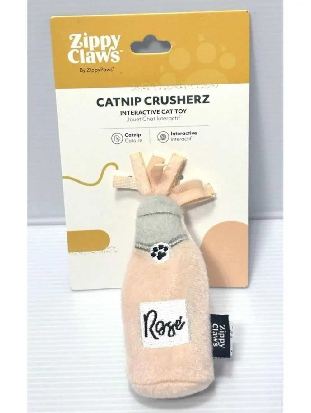 ZippyPaws Zippy Claws Catnip Crusherz Rose Wine Bottle Interactive Plush Cat Toy